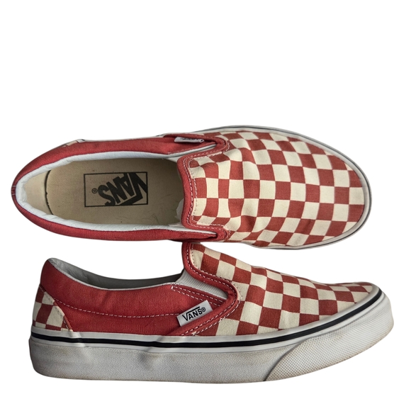 Vans Shoes - **SOLD ***Vans Rust And Cream Checkered Slip-On Sneakers 7 Women 5.5 Men